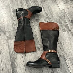 FRANCO CUADRA Belmont Black and Brown Leather Riding Boots Sz 24 MX / 7 US